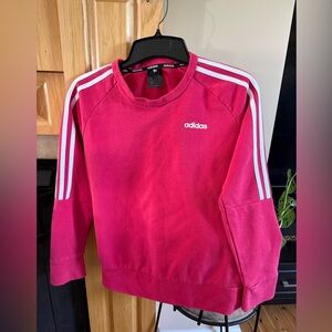 adidas Pink Crewneck Sweatshirt with White Shoulder Stripes